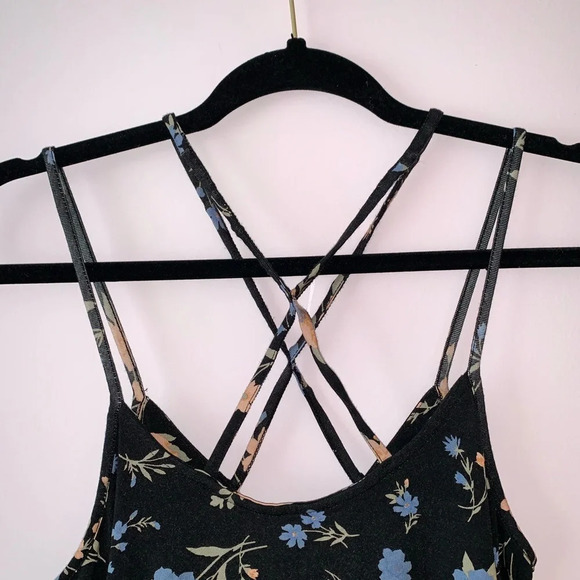 American Eagle Soft & Sexy Black Floral Print Wrap Strappy Tank Top Small Women - Picture 6 of 9